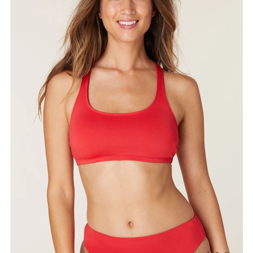 Andie Swim The Marina Bikini Top Cherry Red Size XL NWT